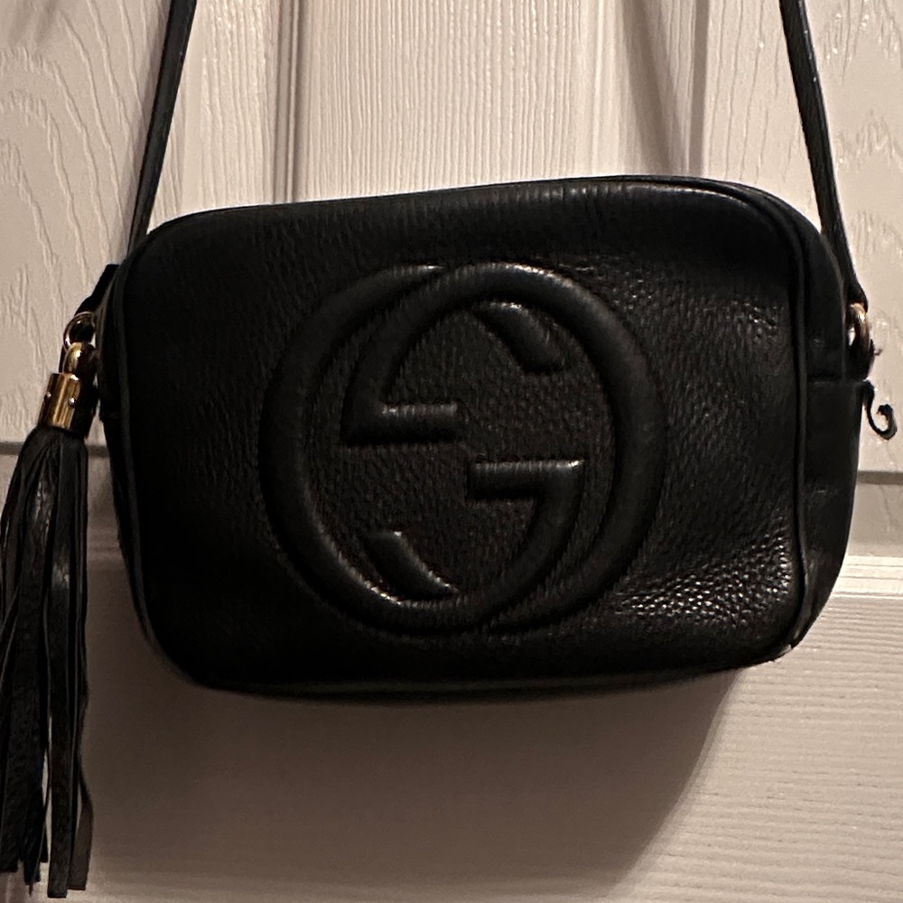 Gucci Black Pebbled Leather Soho Crossbody Bag